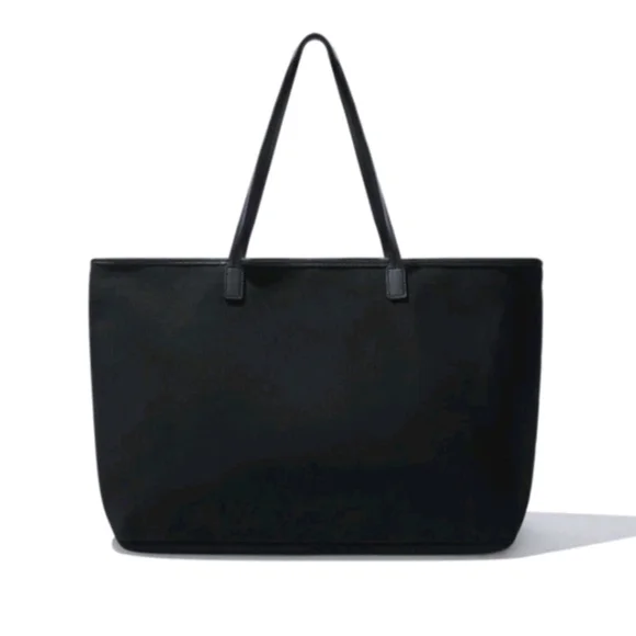 Cleobella XL Black Canvas Tote Zipper Closure Vegan Leather Strap - Picture 6 of 15